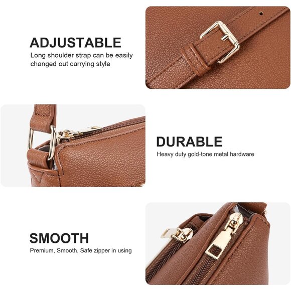 Leather Crossbody Bag for Women Adjustable Strap Chic Travel Purse - Picture 4 of 7